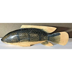 Vintage Wood Carved African Fish Folk Art Made In Ghana 16” Sculpture